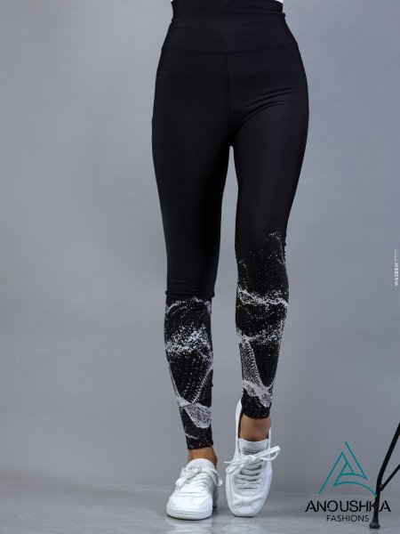 تايتس رياضي اسود وابيض