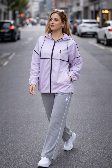 بدلة بولو (جاكيت براشوت + بنطلون قطن رجل عريضة)