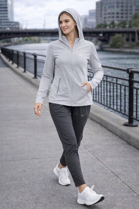 طقم نايك جاكيت Dry Fit رياضي مع بنطلون فل فل ليكرا رياضي