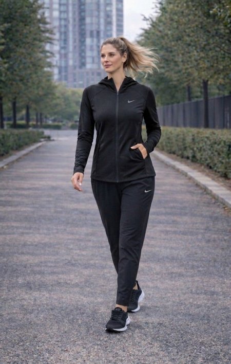 طقم نايك جاكيت Dry Fit رياضي مع بنطلون فل فل ليكرا رياضي
