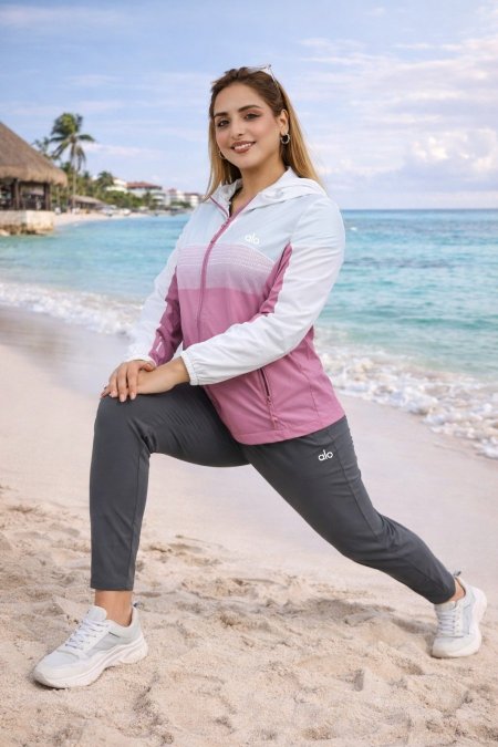 طقم الو صيفي جاكيت براشوت مع بنطلون نايلون فل ليكرا