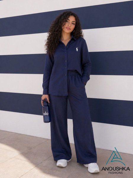 طقم بولو صيفي وافي مبحبح على اللبس - بعدة ألوان