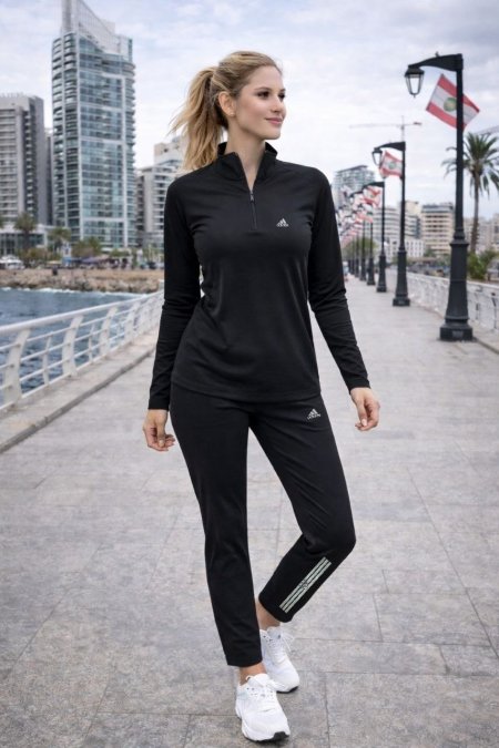 طقم اديداس فل ليكرا صيفي "بلوزة Dry Fit + بنطلون"